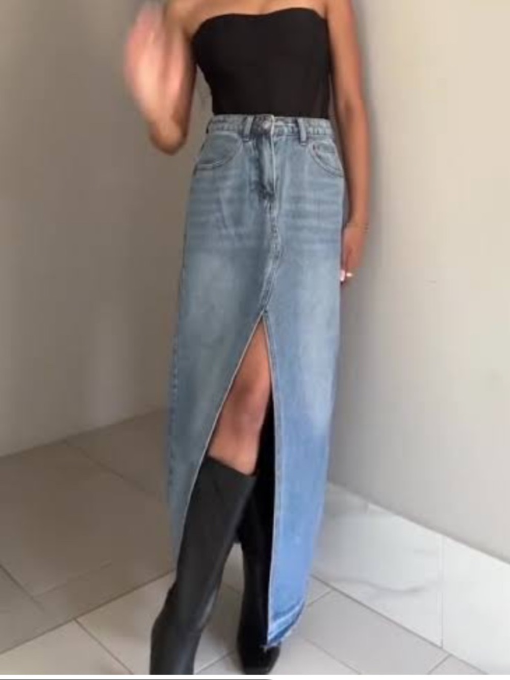 White Fox Boutique Light Blue Denim Skirt